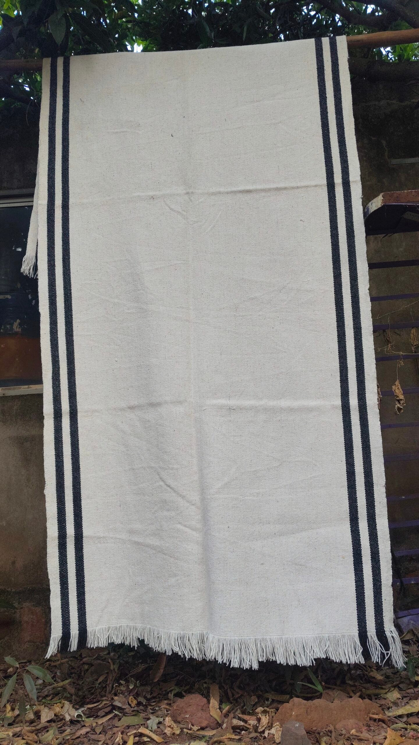 White wool Ghongadi with Black strips