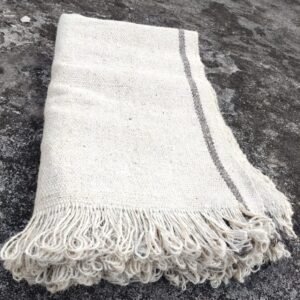 Andhra Handloom Ghongadi ​Authentic Deccani Wool Blanket ​Traditional White Ghongadi ​Natural Sheep Wool Rug
